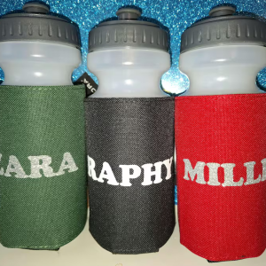 Personalised glitter name water bottle with holder