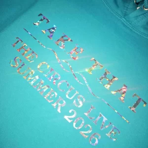 Take That inspired metallic mirror sparkle hoodie. The Circus Live Summer 2026